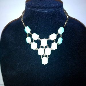 Teal Hexagon Statement Necklace